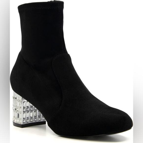 Dune London black Optimal Bootie women’s diamond ankle boots faux suede‎ - Picture 1 of 8